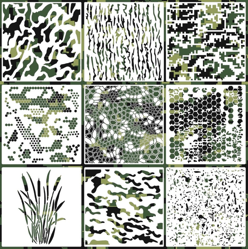 zosylley Camo Stencil for Spray Paint 12inch Camouflage Stencils Reusable Digital Camo Paint Stencils Templates for Painting on Wood Canvas Paper Fabric Floor Wall Tile - Image 1
